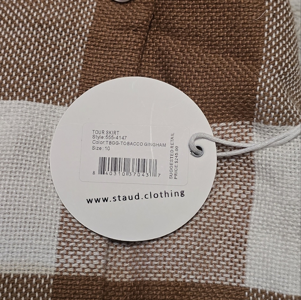 STAUD Tan and White Plaid Skirt - Picture 4 of 5